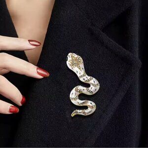 Serpenti White Gold Crystal Mystic Snake Brooch